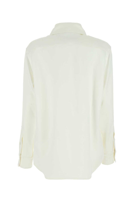 BOTTEGA VENETA Ivory Satin Button-Up Shirt for Women