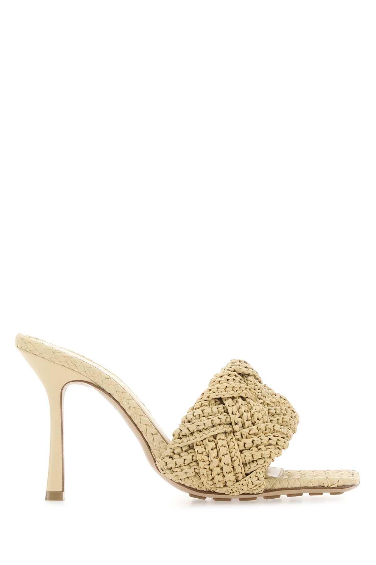 BOTTEGA VENETA Raffia Lido Flat Sandals with 9 cm Heel