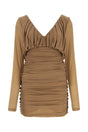 SAINT LAURENT Stylish Camel Mini T-Shirt Dress