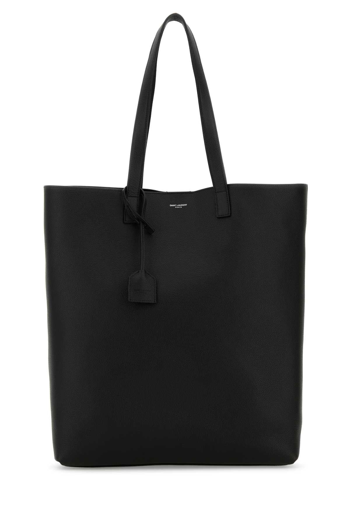 SAINT LAURENT Bold Black Leather Shopping Handbag - 36cm x 39.5cm x 14cm