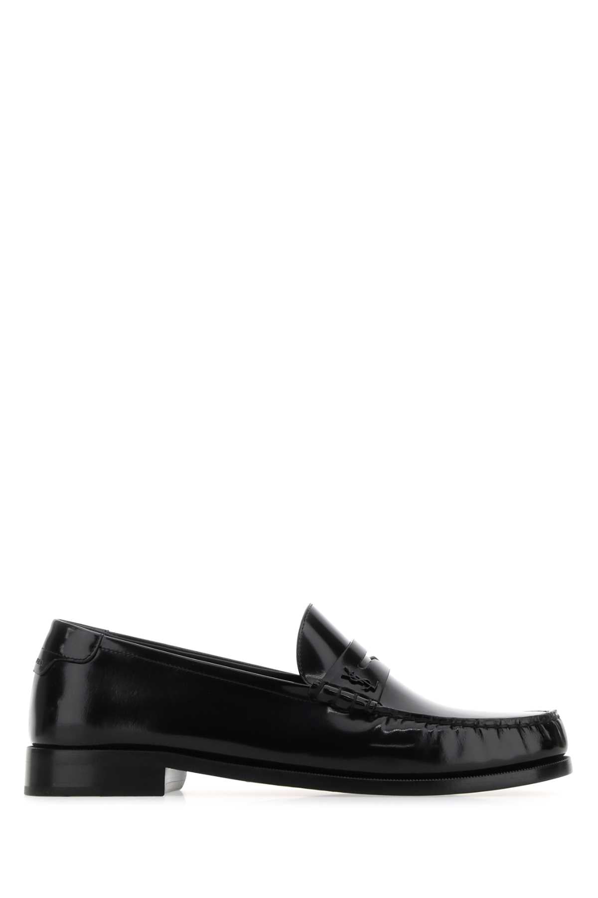 SAINT LAURENT Black Leather Magnum Loafers for Men