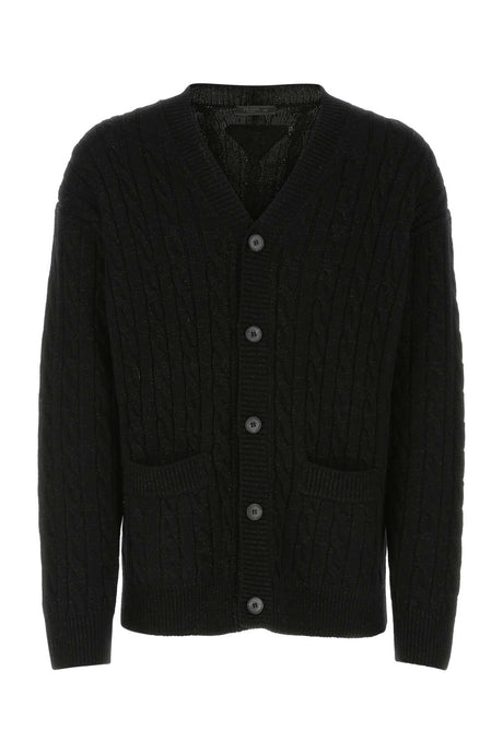 PRADA Oversize Cardigan for Men - Vintage Black Wool Blend