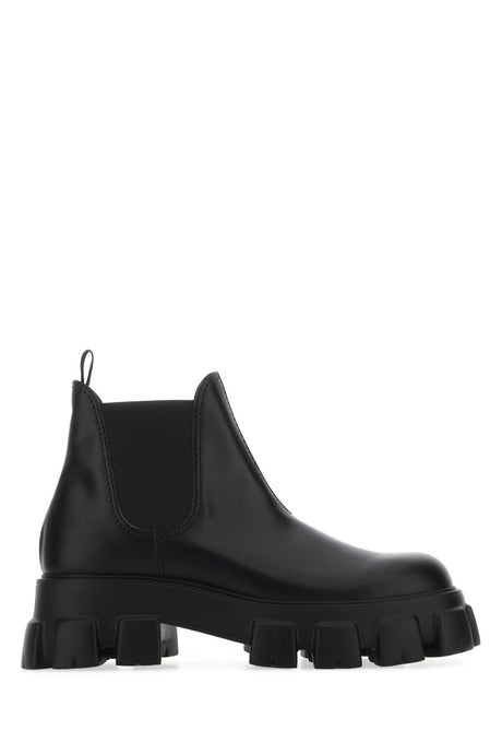 PRADA Elevated Black Leather Ankle Boots for Men