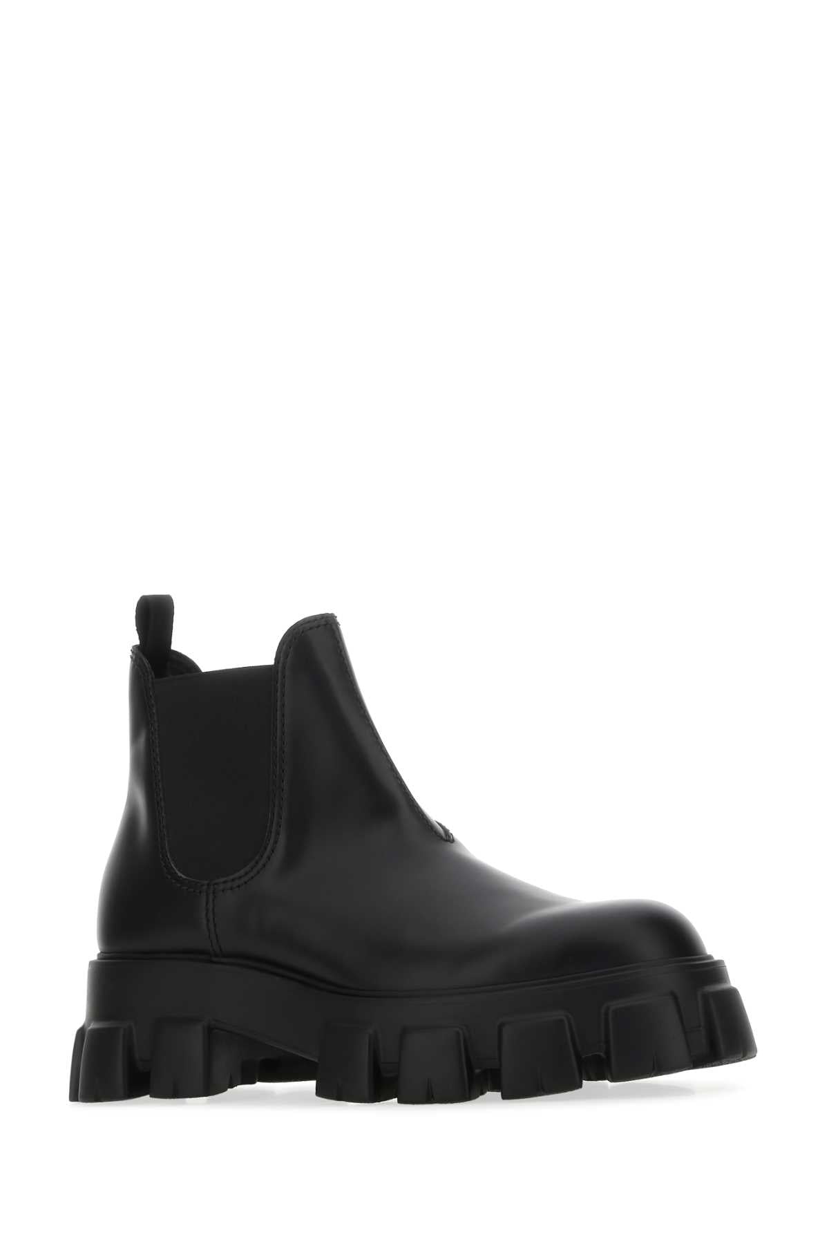 PRADA Elevated Black Leather Ankle Boots for Men