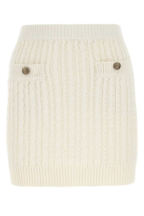 PRADA Ivory Cotton Blend Mini Skirt