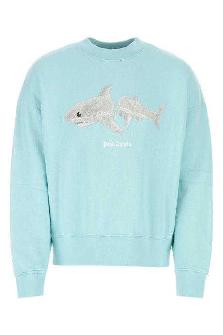 PALM ANGELS Light Blue Cotton Sweatshirt for Men - 23S Collection