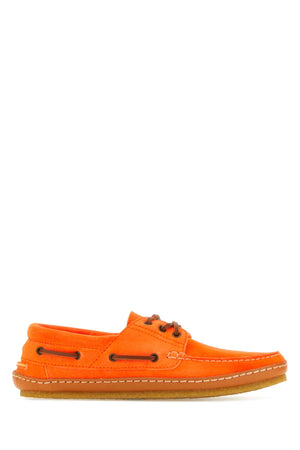 SAINT LAURENT Mini Suede Loafers in Vibrant Orange