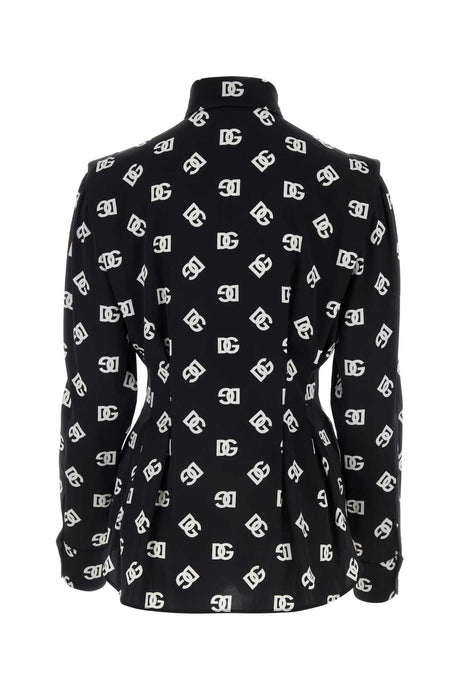 DOLCE & GABBANA Elegant Black Stretch Silk Blouse for Women