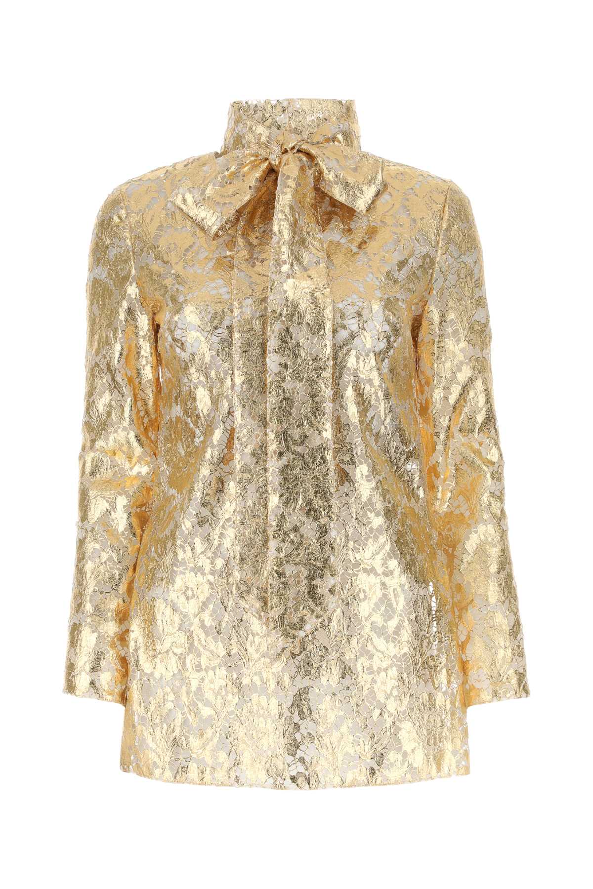 VALENTINO GARAVANI Luxe Gold Lace Blouse