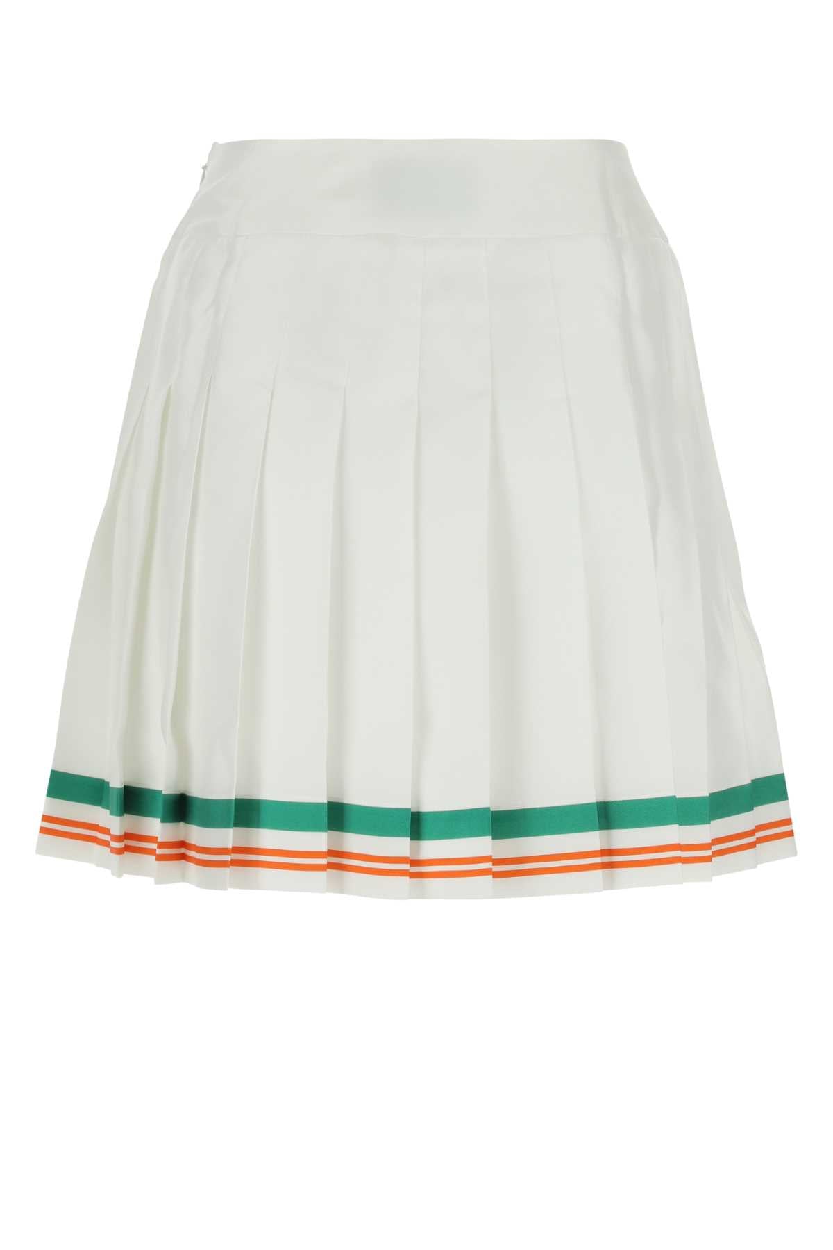 CASABLANCA Elegant White Satin Mini Skirt