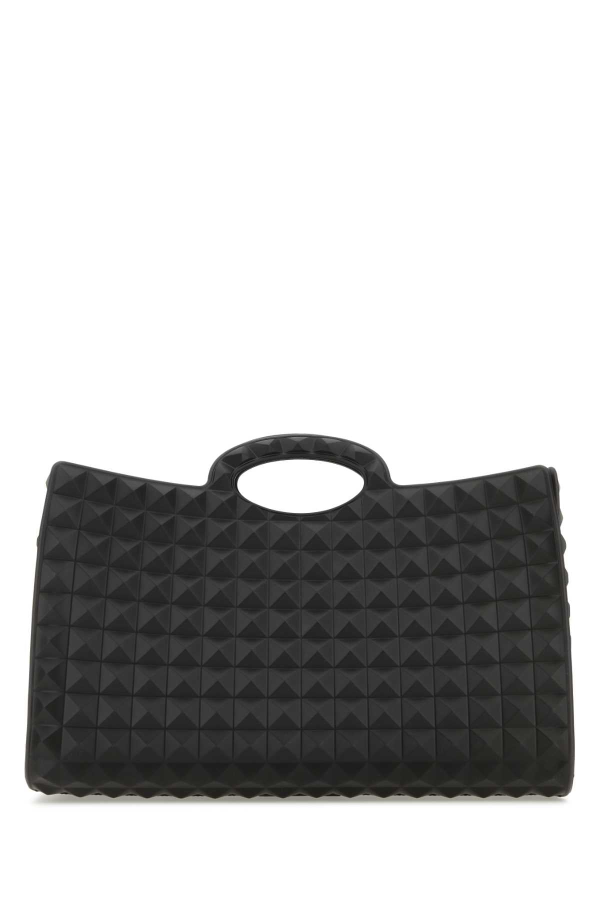 VALENTINO GARAVANI Sleek Black Rubber Shopping Handbag 40x25x17 cm