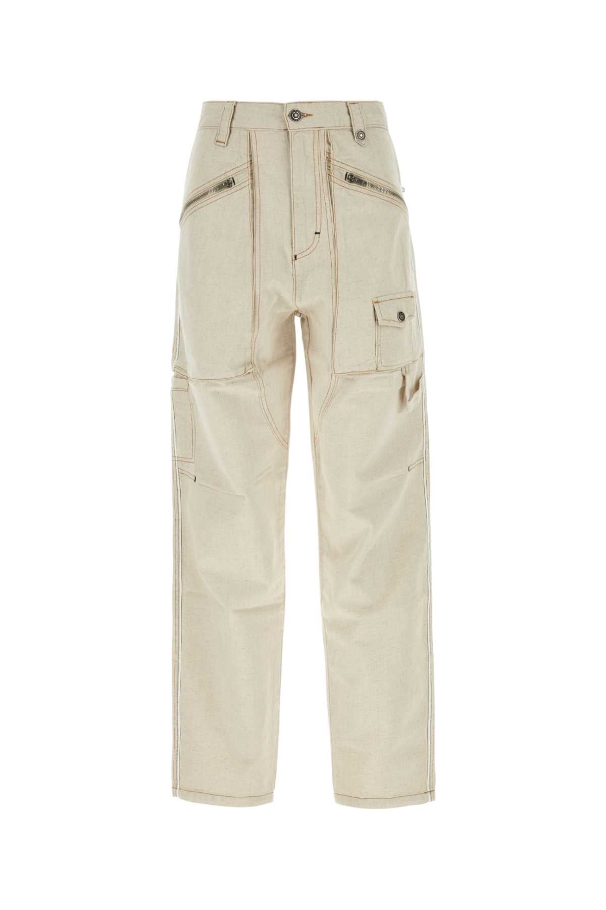 ISABEL MARANT Beige Cotton Blend Relaxed Pants