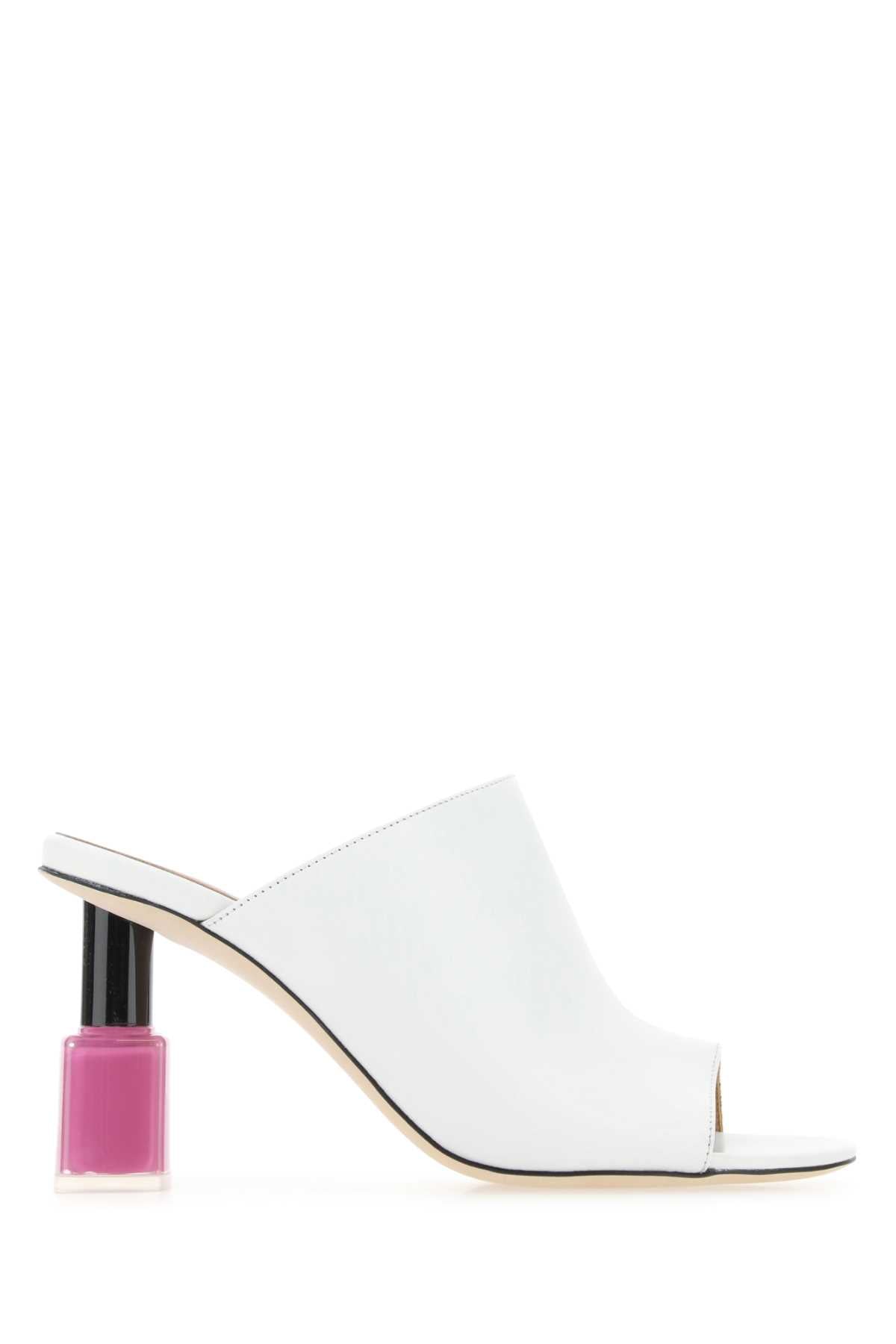 LOEWE Chic White Leather Nail Polish Flats - 10 cm Heel