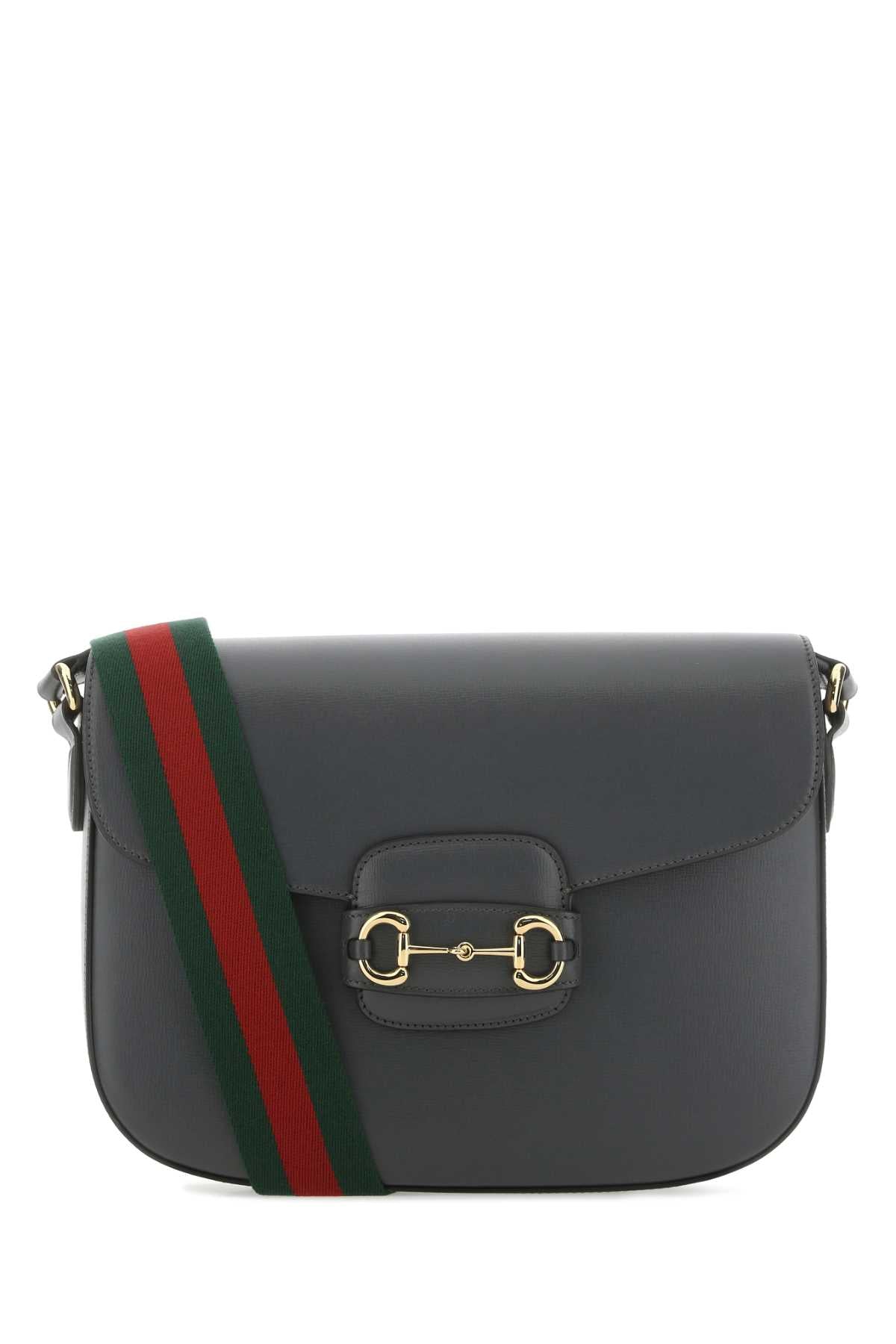 GUCCI Mini Leather Shoulder Handbag - Dark Grey