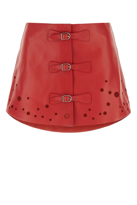 DURAZZI Chic Red Leather Mini Skirt