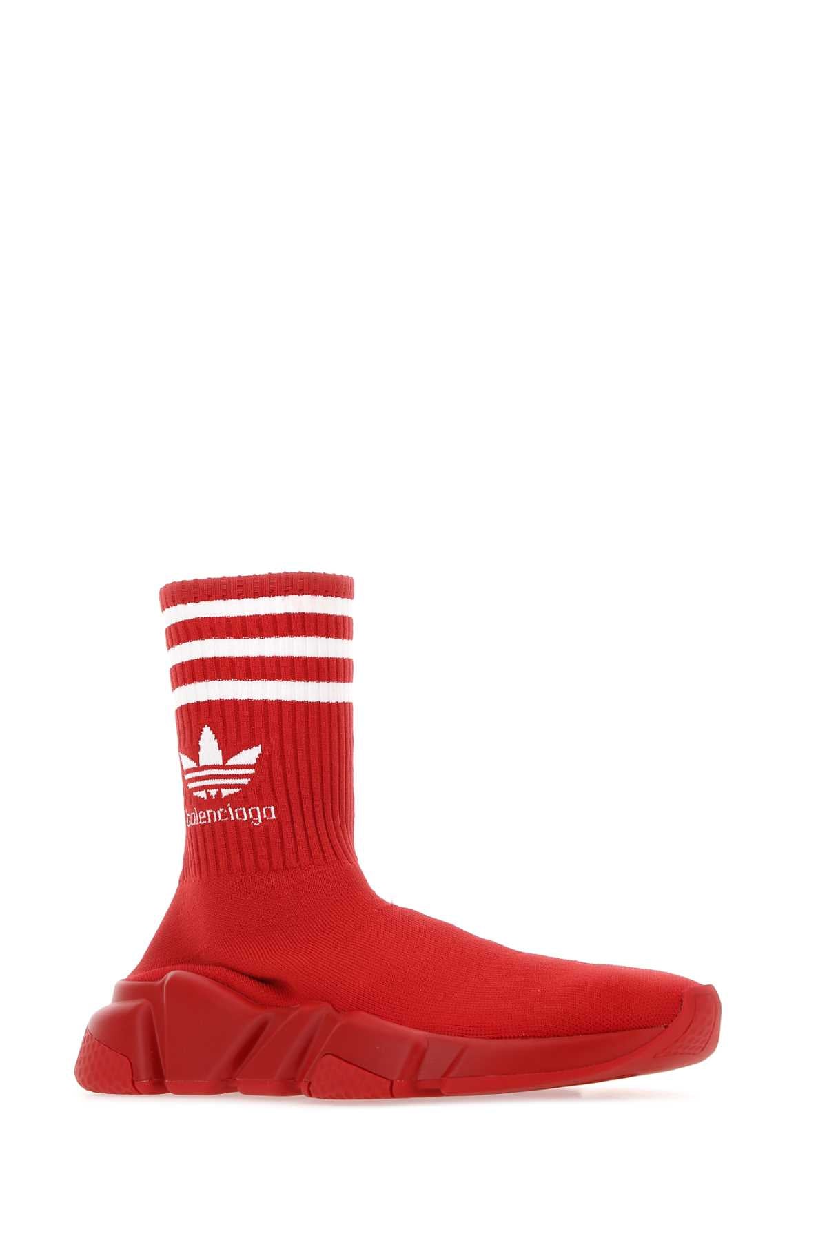 BALENCIAGA Red Tech Knit Speed Sneakers for Men