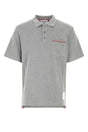 THOM BROWNE Classic Grey Cotton Polo Shirt