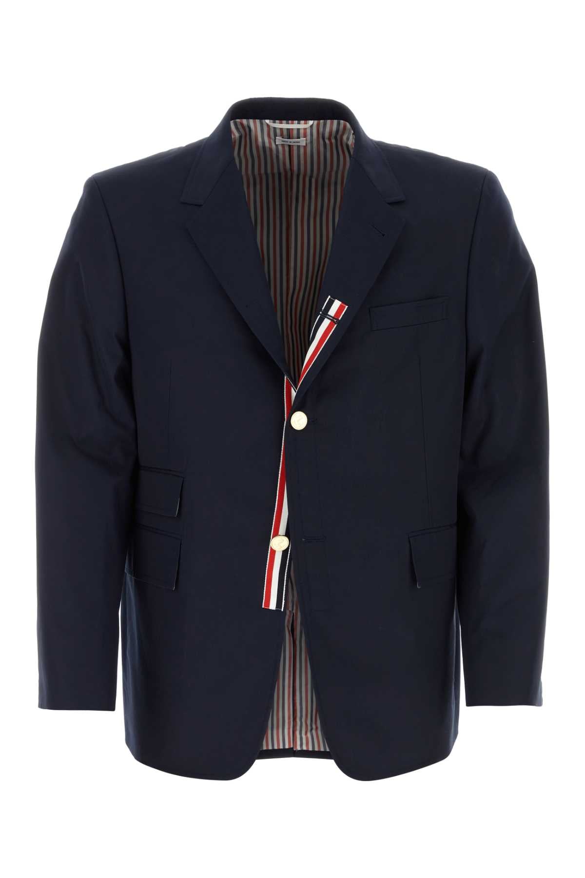 THOM BROWNE Stylish Navy Blue T-Shirt Blazer for Men