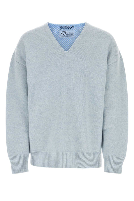 RAF SIMONS Oversized Light Blue Knit Sweater for Men