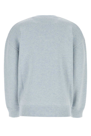 RAF SIMONS Oversized Light Blue Knit Sweater for Men