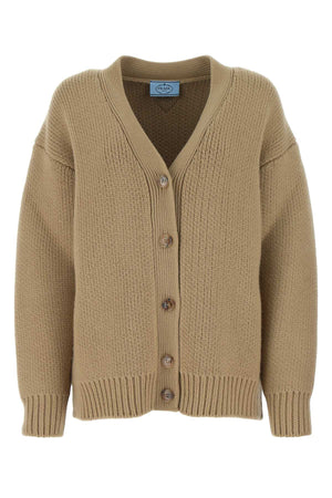 PRADA Oversized Beige Wool Blend Cardigan