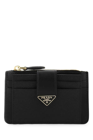 PRADA Elegant Black Leather Mini Card Holder