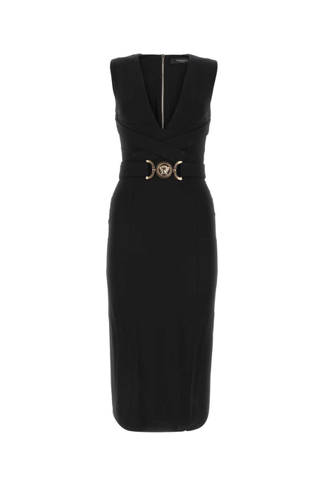 VERSACE Elegant Black Crepe Dress