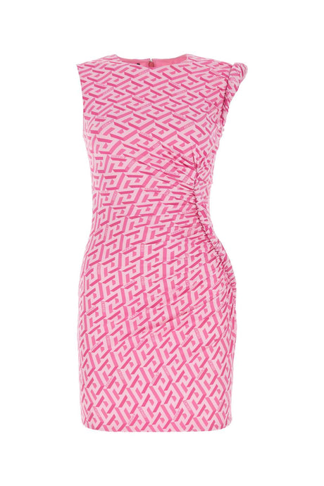 VERSACE Chic Printed Stretch Crepe Mini Dress