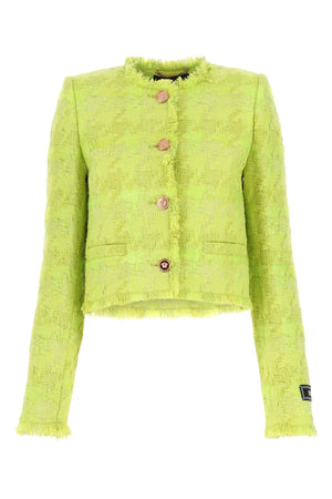 VERSACE Acid Green Bouclé Blazer