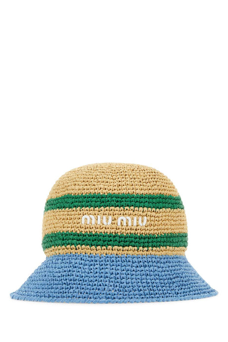 MIU MIU Multicolor Raffia Bucket Hat