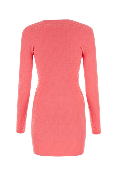 FENDI Viscose Blend Fluo Pink Mini Dress for Women