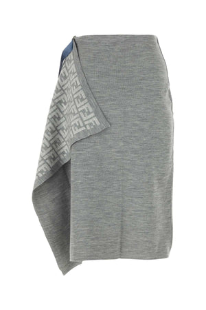 FENDI Chic Melange Grey Wool Blend Skirt - Women's Mini Style