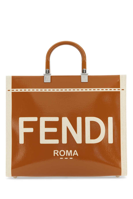 FENDI Two-Tone Canvas Medium Sunshine Shopping Handbag - 35 cm x 30 cm x 16 cm