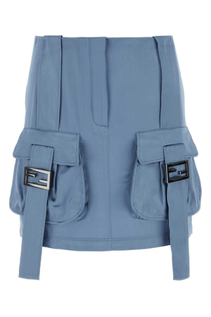 FENDI Cerulean Blue Satin Mini Skirt