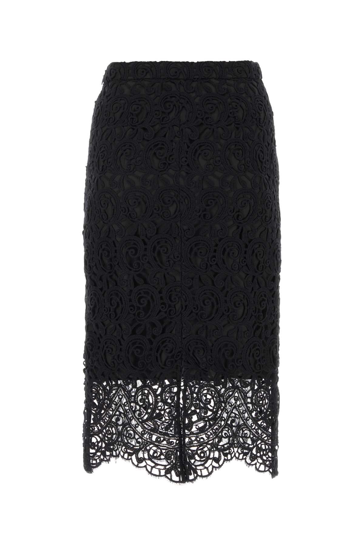 BURBERRY Elegant Black Macrame Lace Mini Skirt