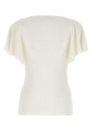 CHLOE Ivory Stretch Wool Blend Top