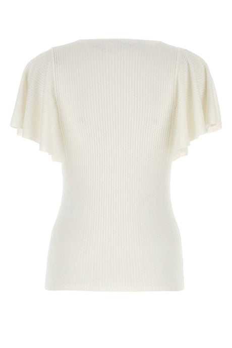 CHLOE Ivory Stretch Wool Blend Top