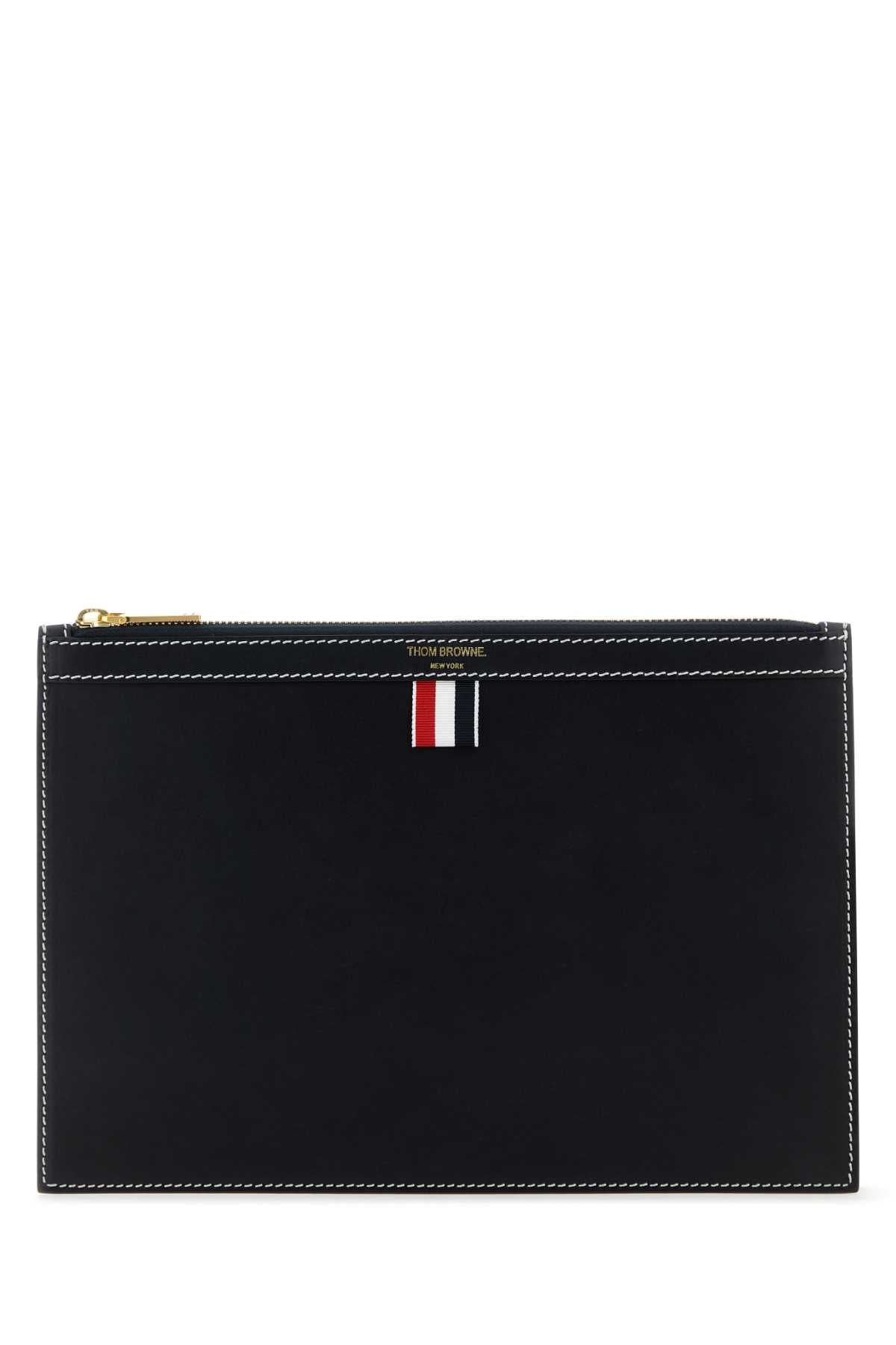 THOM BROWNE Midnight Blue Leather Document Case - 29 cm x 20 cm