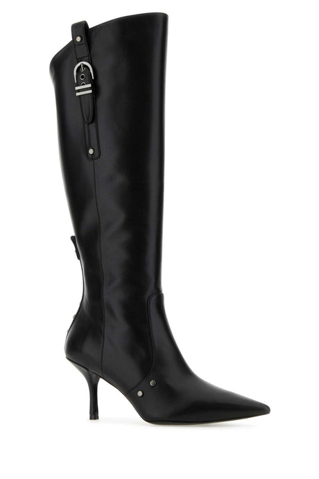 STUART WEITZMAN Chic Black Leather Maverick 75 Boots - 8.5 cm Heel