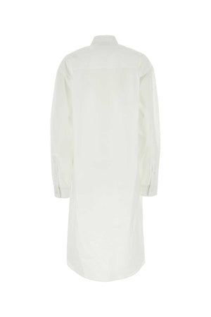 BALENCIAGA Chic White Poplin Shirt Dress