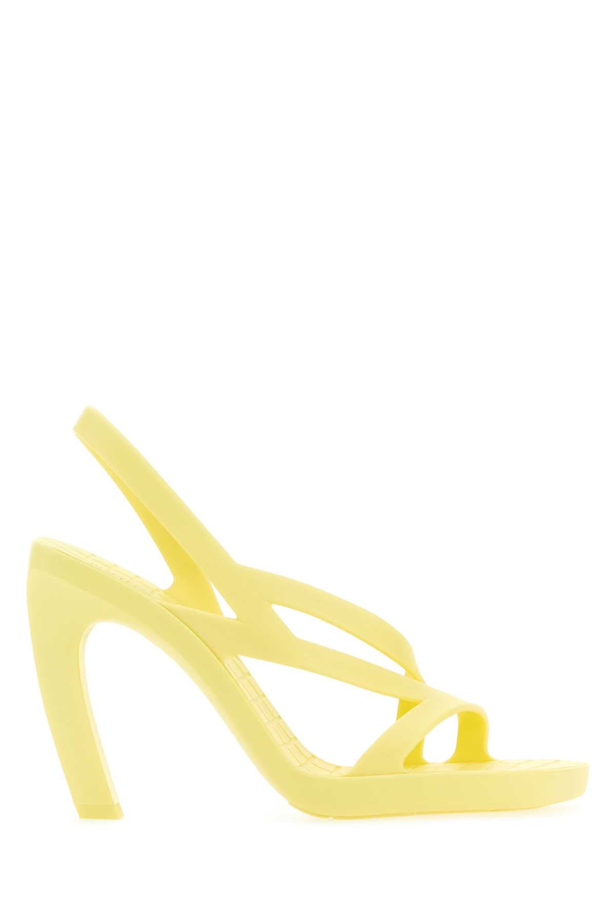 BOTTEGA VENETA Pastel Yellow Rubber Platform Sandals with 10 cm Heel