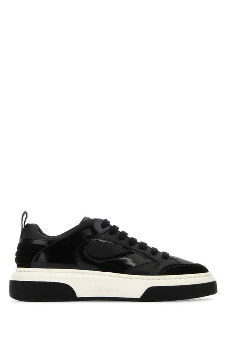 SALVATORE FERRAGAMO Black Leather Mix Sneakers for Men