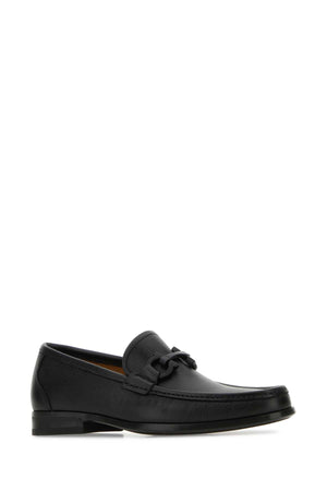 SALVATORE FERRAGAMO Grandioso Black Leather Loafers for Men