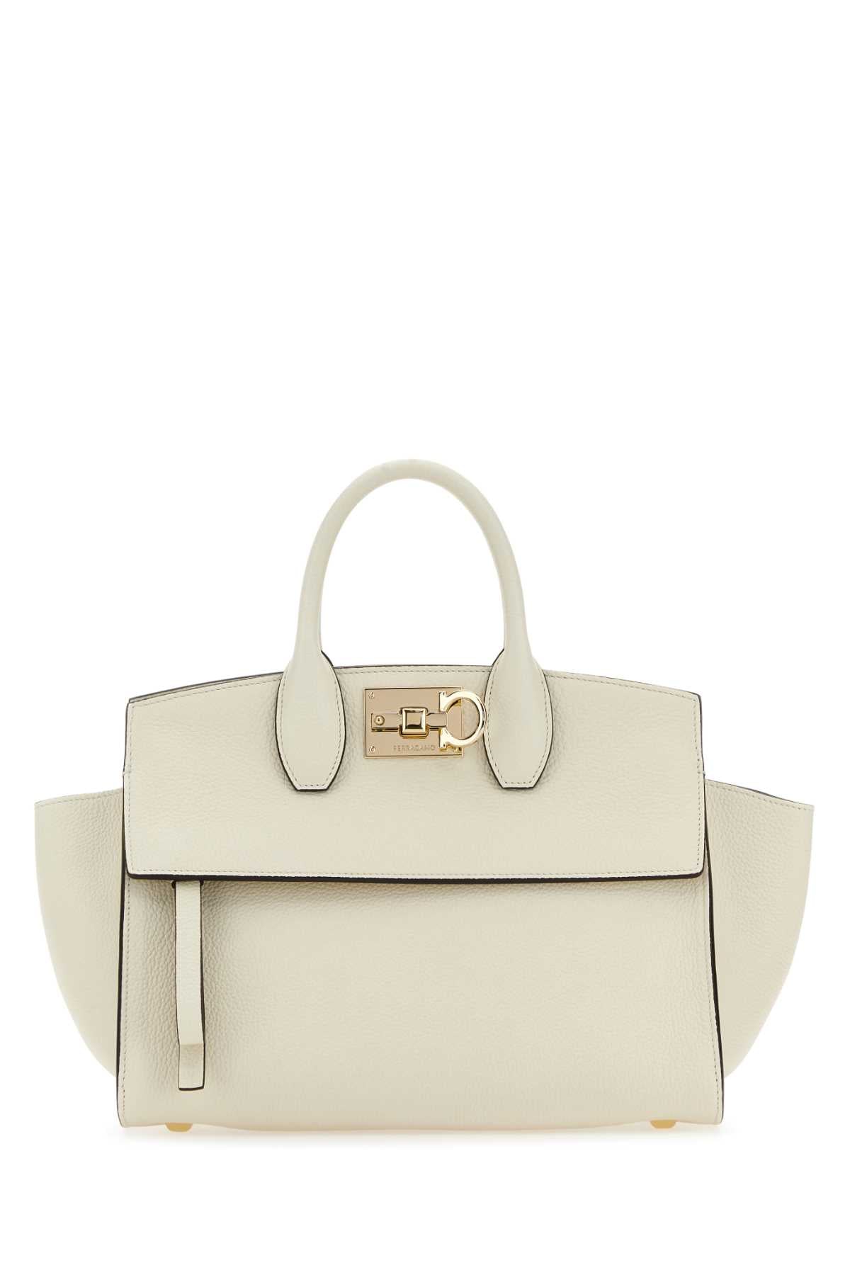 SALVATORE FERRAGAMO Ivory Leather Studio Soft Mini Handbag - Stylish & Chic