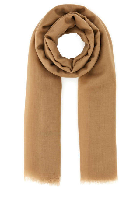 SALVATORE FERRAGAMO Luxurious Camel Cashmere Scarf - 240 cm x 40 cm