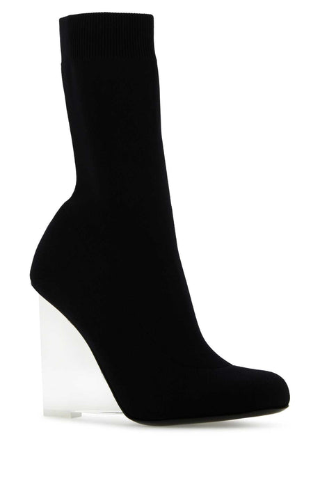 ALEXANDER MCQUEEN Black Stretch Nylon Shard Ankle Boots - 10.5 cm Heel