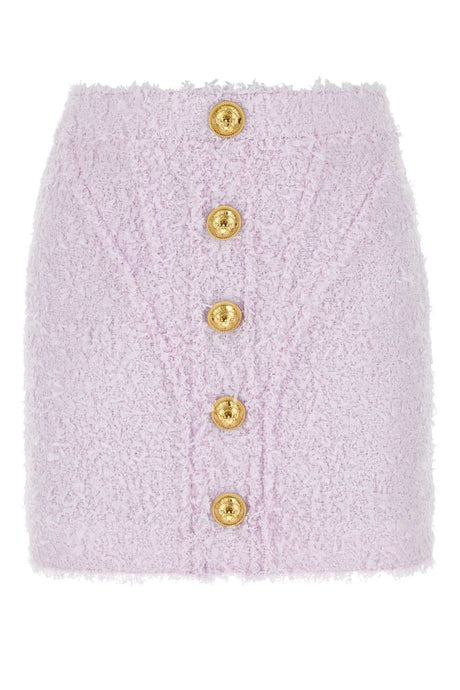 BALMAIN Chic Lilac Boucl&eacute; Mini Skirt