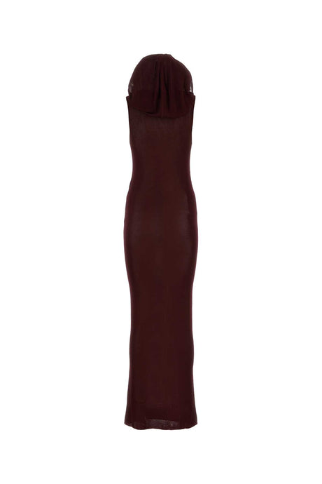 SAINT LAURENT Burgundy Long Viscose Dress for Women