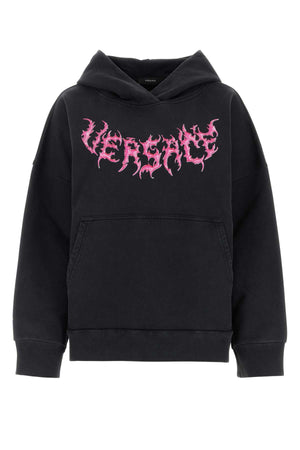 VERSACE Oversized Black Cotton Sweatshirt for Women