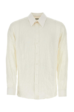 DOLCE & GABBANA Elegant Stretch Silk Shirt for Men - Ivory